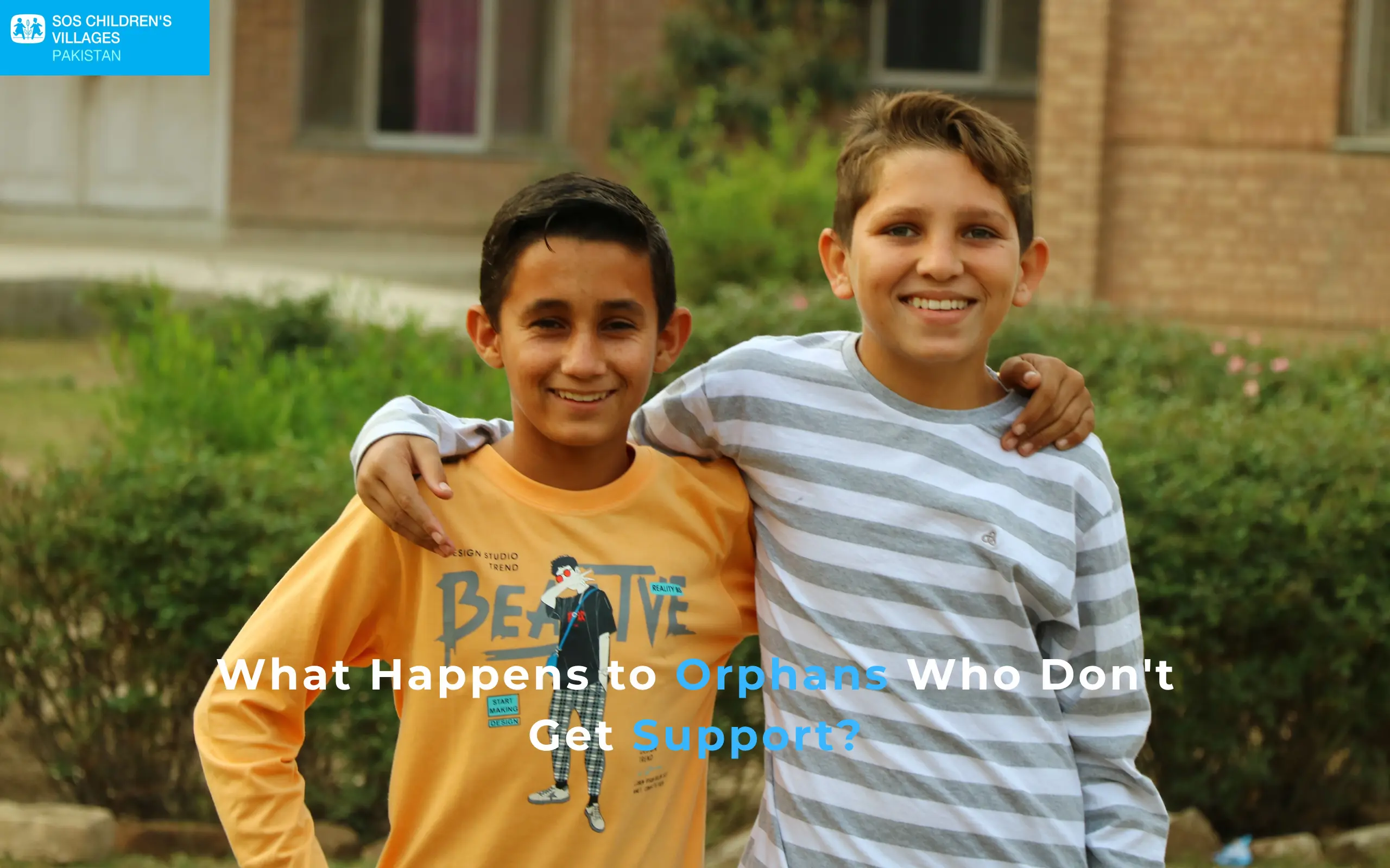 “Happy boys embracing each other, representing the positive impact of providing care and support to vulnerable children.